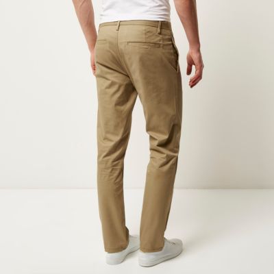 Light brown stretch slim chino trousers